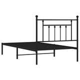 Bed Frame Black Powder-Coated Steel Single Bed Frame 353531