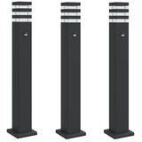 Outdoor Floor Lamps with Sensors 3pcs Black 80 cm Aluminium 4006402