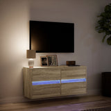 TV Wall Cabinet with LED Lights Sonoma Oak 100x31x45 cm 852294