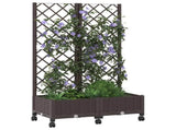 Garden Planter with Trellis&Wheels Brown 80 x 40 x 131.5 cm PP 3422964