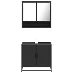 ZNTS 2 Piece Bathroom Furniture Set Black Engineered Wood 3300915