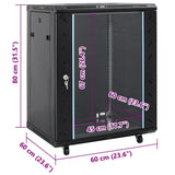 Network Cabinet with Storage Black 60 x 60 x 80 cm Steel 42017659