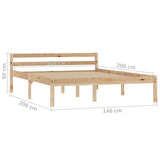 ZNTS Bed Frame without Mattress Solid Pine Wood 140x200 cm 283193