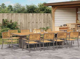 Garden Dining Set 11 pcs Grey and Brown Poly Rattan 3365449