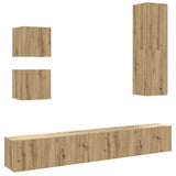 5 Piece TV Cabinet Set Wall-mounted Artisan Oak Engineered Wood 3329000