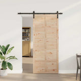 Sliding Door Brown 80 x 208 cm Solid Pine Wood 3381195