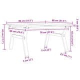 Coffee Table Y-Frame 80x80x45 cm Solid Wood Pine and Steel 3282707