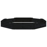 Sandbox with Seats Black Octagon Solid Wood Pine 825020