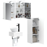 Bathroom Cabinet Set 4 pcs White Engineered Wood 3407367
