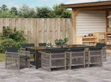 Garden Dining Set 9 pcs Grey Powder-Coated Steel 3380656