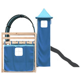 Bunk Bed without Mattress with Slide and Curtains Blue 80x200 cm 3284171