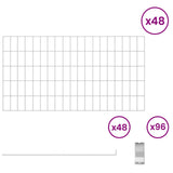 Garden Fence with Stakes 48 pcs 95 x 50 cm Mesh Silver 3438049