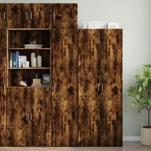 Slim Storage Cabinet Smoked Oak 40x42.5x225 cm Engineered Wood 3281277