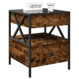 Bedside Table with Infinity LED Smoked Oak 40x40x51 cm 3284103