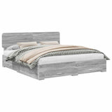 Bed Frame with Drawer Grey Sonoma 200 x 200 cm Engineered Wood 3412337