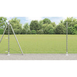Fence Post with Concrete Base 52 pcs Silver Powder-Coated Steel 3350266