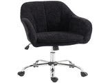 Modern Makeup Vanity Chair, Snow Flannel Office Chair with Tub Back, Black T3398P550299