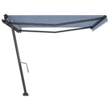 Freestanding Manual Retractable Awning 450x350 cm Blue/White 3069836