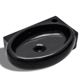 Ceramic Bathroom Sink Basin Faucet/Overflow Hole Black Round 141925