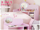 Kids Dressing Table with Mirror, Stool, Kids Vanity Table with Shelves, for Ages 3-8 Years, Purple T3398P422154