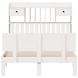 Bookcase Bed without Mattress White 135x190 cm Double Solid Wood Pine 3322683