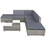 Patio Furniture Grey Powder-coated steel, PE rattan, glass, polyester 42745