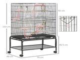 Large Bird Cage Budgie Cage with Stand, Toys, Wheels, Accessories, Storage Shelf for Canaries, T3398P349818