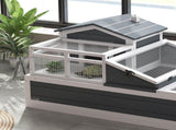 Tortoise House 3-Room with 2 Stories, Ladder, Balcony, Tray, Openable Roof, 59H x 112L x 65Wcm, Grey T3398P349998