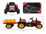 Ride On Tractor, Battery Powered Electric Car, with Detachable Trailer, Remote Control, Music - Red T3398P348361