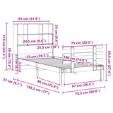 ZNTS Bookcase Bed without Mattress Wax Brown 75x190 cm Small Single Solid Wood Pine 3322767
