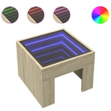 Coffee Table with Infinity LED Sonoma Oak 40x40x30 cm 847597