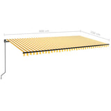 Manual Retractable Awning 600x350 cm Yellow and White 3069238