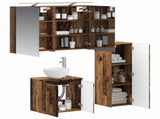 Bathroom Furniture Set 4 pcs Old Wood Engineered Wood and Glass 3407413