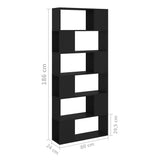 Book Cabinet Room Divider Black 80x24x186 cm Engineered Wood 809153