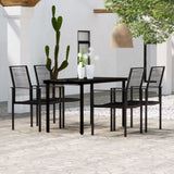 Dining Set Black Powder-coated steel, PVC hollow rattan, glass 3099199