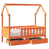 Kids Bed Frame with Drawers without Mattress 80x160 cm Solid Wood 3302043