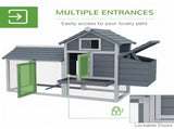 Small Chicken Coop with Run Hen House Poultry Coops Cages Nesting Box Grey 150.5 x 54 x 87cm T3398P350034