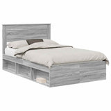 Bed Frame with Storage Grey Sonoma 120 x 190 cm Solid Pine Wood 3409780