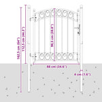 Fence Gate with Lock Grey 125 x 100 cm Powder-coated steel 42008973