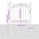 Fence Gate with Lock Grey 125 x 100 cm Powder-coated steel 42008973