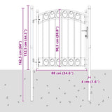 Fence Gate EMMEN 125 x 100 cm Powder-coated steel Grey Lockable 42008973
