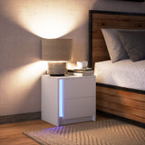 ZNTS Bedside Cabinet with LED Lights White Engineered Wood 852047