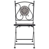Mosaic Bistro Set Grey and Black Powder-coated iron and ceramic 279690