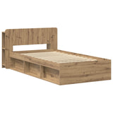 Bed Frame with Storage Artisan Oak 100 x 200 cm Engineered Wood 3433335