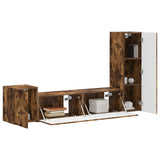 TV Cabinet Set Wall-mounted 4 pcs Smoked Oak Engineered Wood 3409002