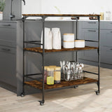 Kitchen Trolley Smoked Oak 100.5x50x105 cm Engineered Wood 842333