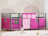 Kids'Loft Bed Frame with Curtains Black and Pink 90 x 200 cm 42020804