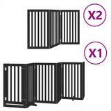 Dog Gate with Door Foldable 12 Panels Black 600 cm Poplar Wood 3155657