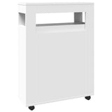 Narrow Bathroom Cabinet with Wheels White Engineered Wood 855268