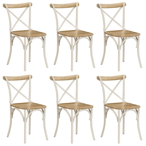 ZNTS Cross Chairs 6 pcs White Solid Mango Wood 278772